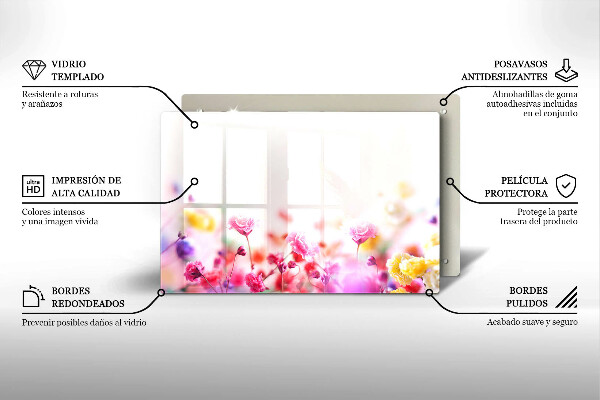 Steklena podloga za rezanje Cvetlični travnik