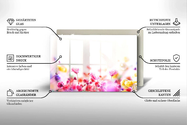 Steklena podloga za rezanje Cvetlični travnik