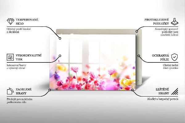 Steklena podloga za rezanje Cvetlični travnik