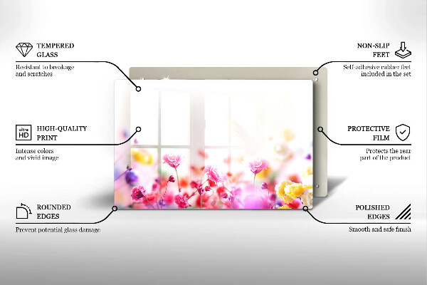 Steklena podloga za rezanje Cvetlični travnik