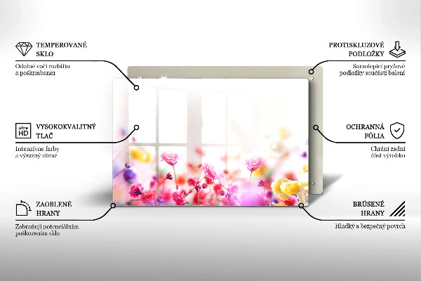 Steklena podloga za rezanje Cvetlični travnik