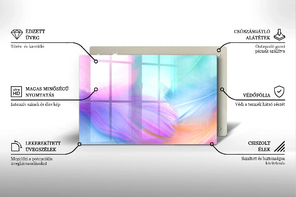 Steklena podloga za rezanje Pastelno perje