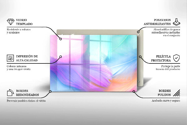 Steklena podloga za rezanje Pastelno perje