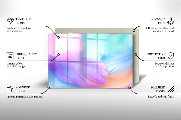 Steklena podloga za rezanje Pastelno perje