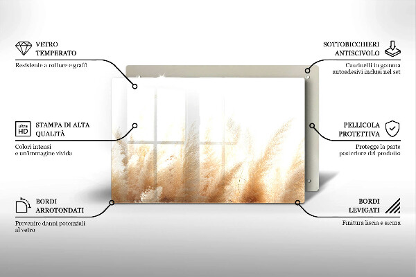 Steklena podloga za rezanje Pampaška trava