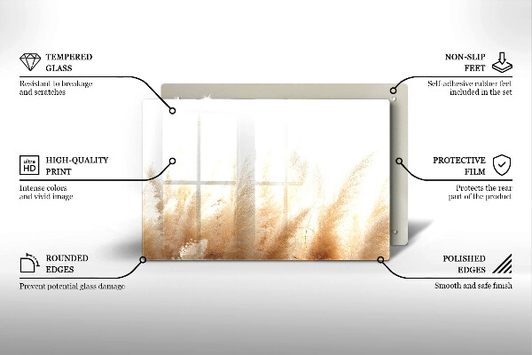 Steklena podloga za rezanje Pampaška trava