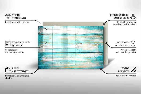 Steklena podloga za rezanje Vintage lesene plošče