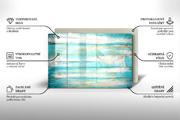 Steklena podloga za rezanje Vintage lesene plošče