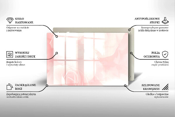 Steklena podloga za rezanje Ozadje pastelnih vrtnic