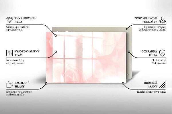 Steklena podloga za rezanje Ozadje pastelnih vrtnic