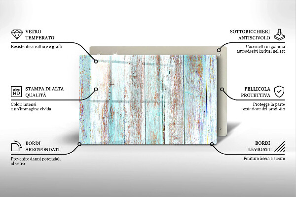 Steklena podloga za rezanje Stare vintage deske