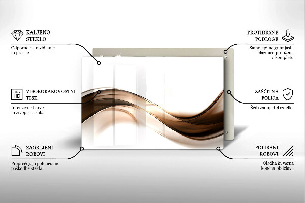 Steklena podloga za rezanje Abstraktne rjave črte
