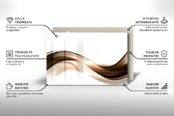 Steklena podloga za rezanje Abstraktne rjave črte