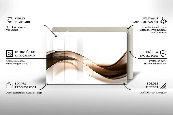 Steklena podloga za rezanje Abstraktne rjave črte