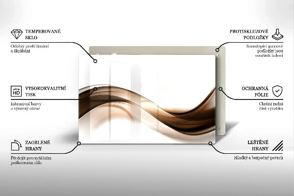 Steklena podloga za rezanje Abstraktne rjave črte