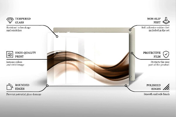 Steklena podloga za rezanje Abstraktne rjave črte