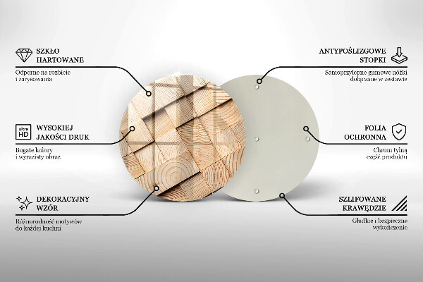 Steklena podloga za rezanje Leseni kvadrati