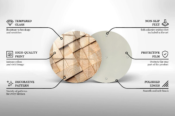 Steklena podloga za rezanje Leseni kvadrati