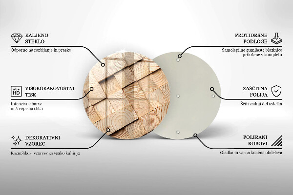 Steklena podloga za rezanje Leseni kvadrati