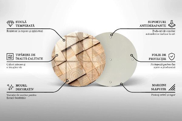 Steklena podloga za rezanje Leseni kvadrati