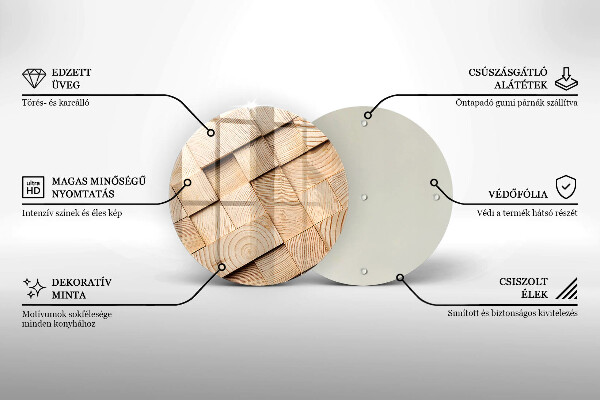 Steklena podloga za rezanje Leseni kvadrati