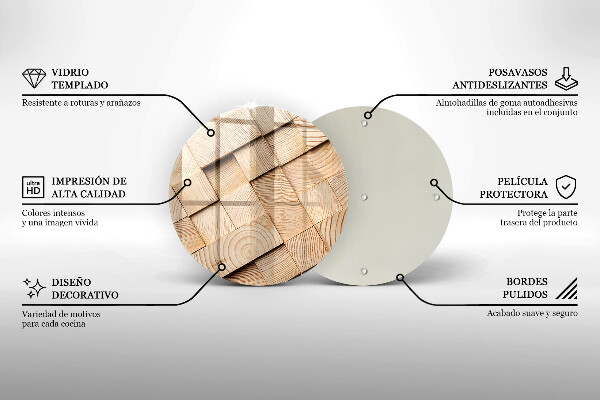 Steklena podloga za rezanje Leseni kvadrati