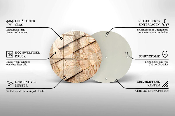 Steklena podloga za rezanje Leseni kvadrati
