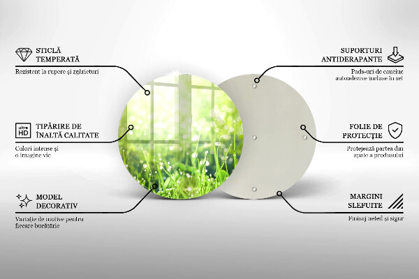 Steklena podloga za rezanje Narava - trava in rosa