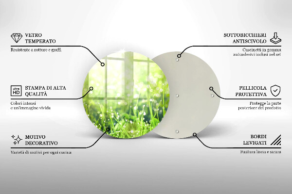 Steklena podloga za rezanje Narava - trava in rosa