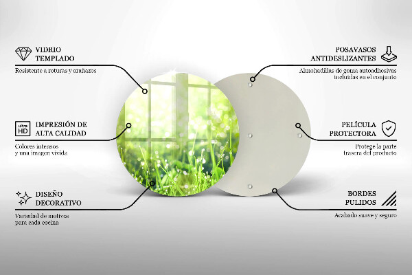 Steklena podloga za rezanje Narava - trava in rosa