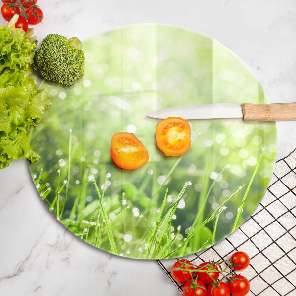 Steklena podloga za rezanje Narava - trava in rosa