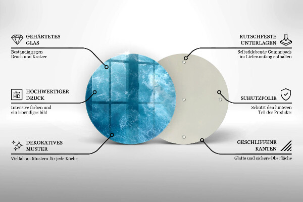 Steklena podloga za rezanje Modra voda