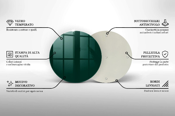 Steklena podloga za rezanje Zelena barva