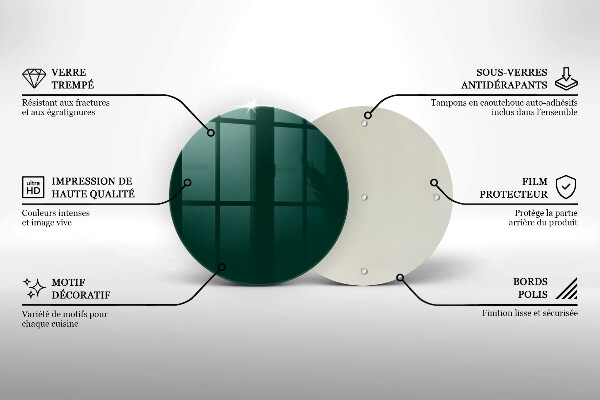 Steklena podloga za rezanje Zelena barva