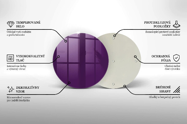 Steklena podloga za rezanje Vijolična barva