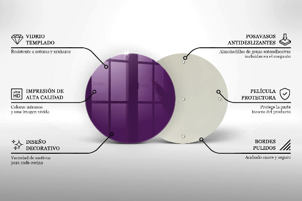 Steklena podloga za rezanje Vijolična barva