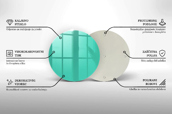 Steklena podloga za rezanje Zelena barva