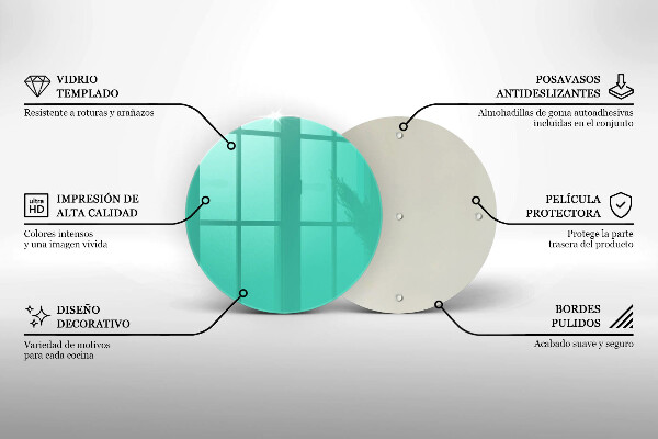 Steklena podloga za rezanje Zelena barva
