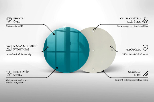 Steklena podloga za rezanje turkizna