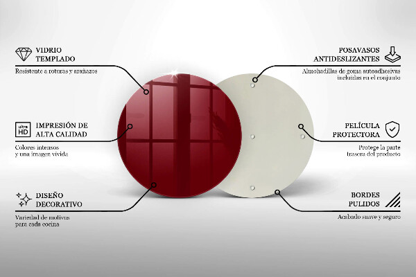 Steklena podloga za rezanje Bordo barva