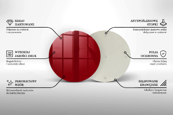 Steklena podloga za rezanje Rdeča barva