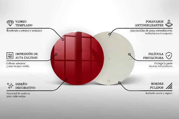 Steklena podloga za rezanje Rdeča barva