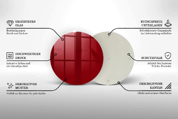 Steklena podloga za rezanje Rdeča barva