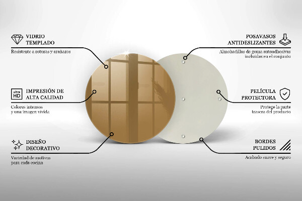Steklena podloga za rezanje Bež barva