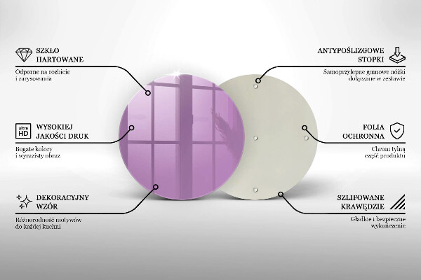 Steklena podloga za rezanje Vijolična barva