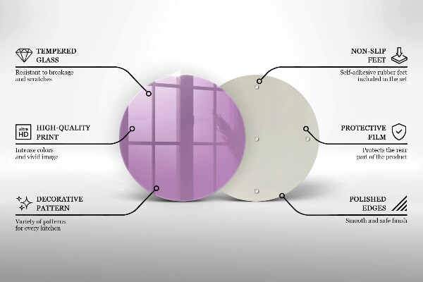 Steklena podloga za rezanje Vijolična barva