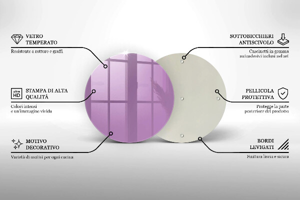 Steklena podloga za rezanje Vijolična barva