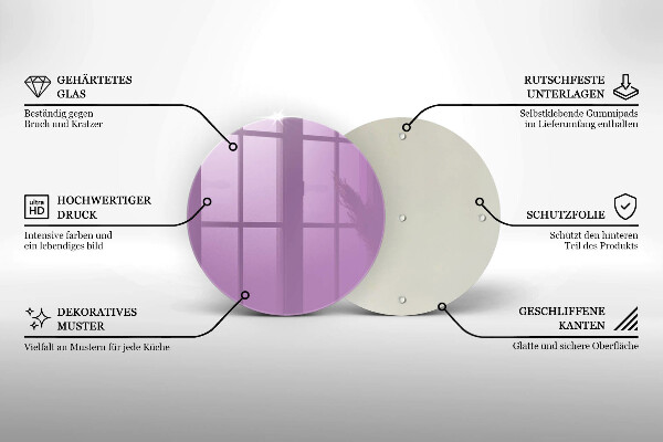 Steklena podloga za rezanje Vijolična barva
