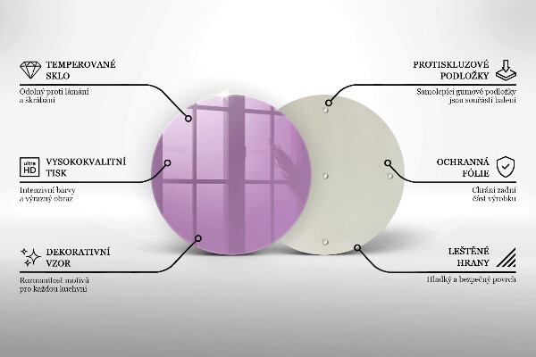 Steklena podloga za rezanje Vijolična barva