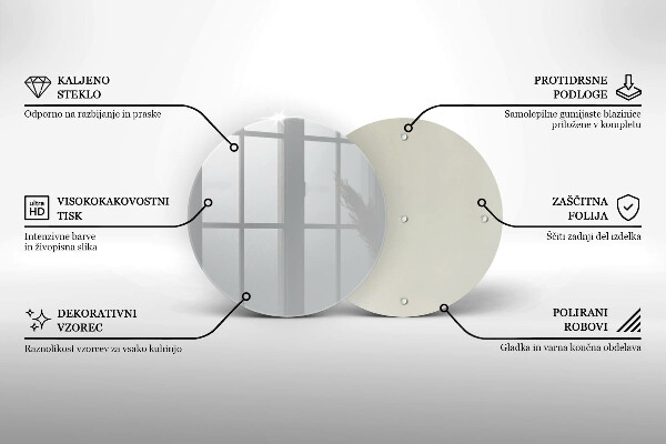Steklena podloga za rezanje Siva barva